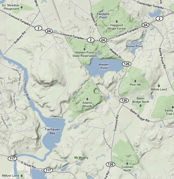 a map showing some public lands in Lincoln, MA