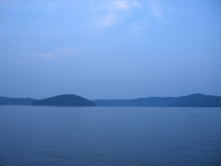 an unusual lighting effect showing Tappan Lake